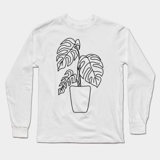 Gatenplant Philodendron Monstera Deliciosa Lines Long Sleeve T-Shirt